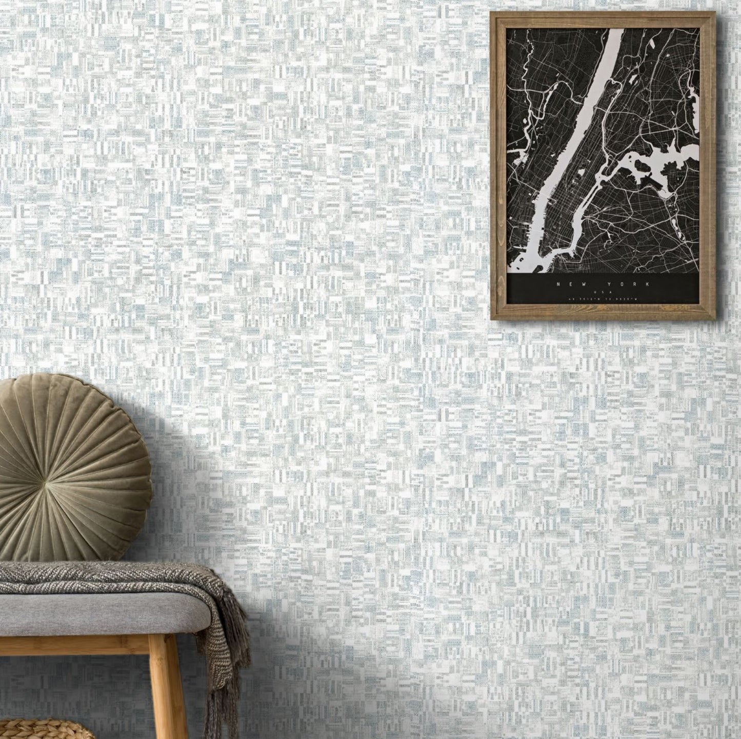 Maki Striped Harmony - White, Gray & Subtle Green Wallpaper