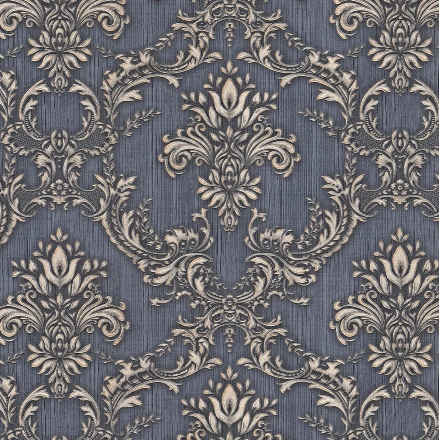 Orient Ethnic - Navy & Silver Wallpaper