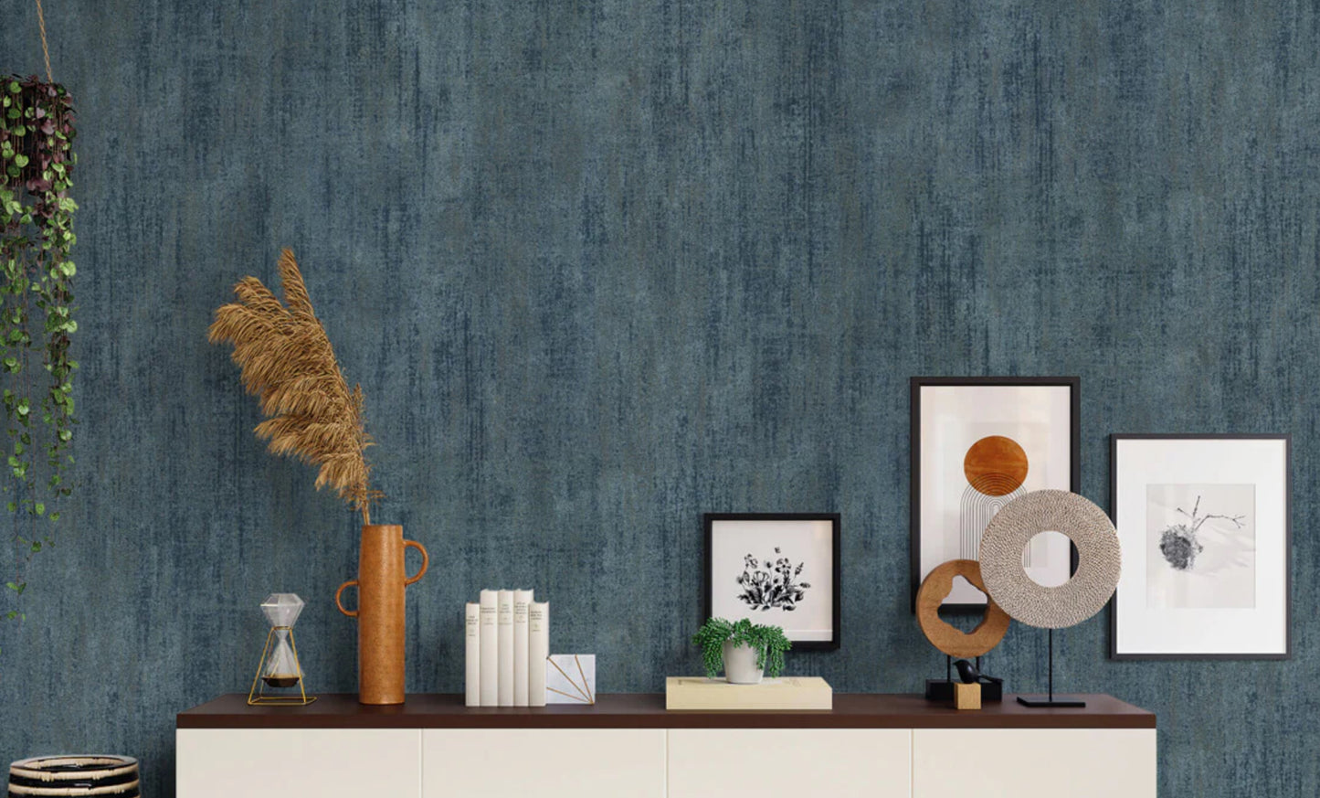 Salda Vintage - Petrol Green & Silver Wallpaper