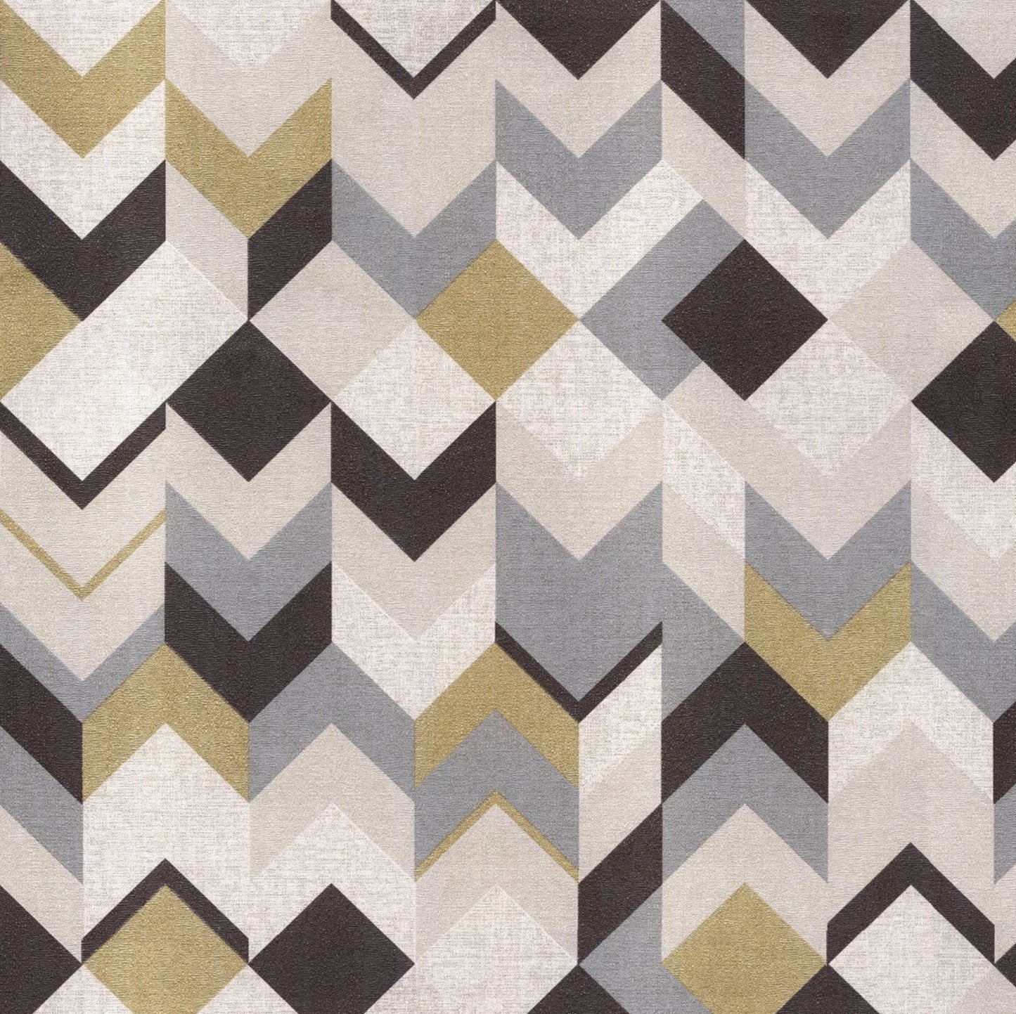Maki Geometric - Gold, Gray, Cream & Silver Wallpaper