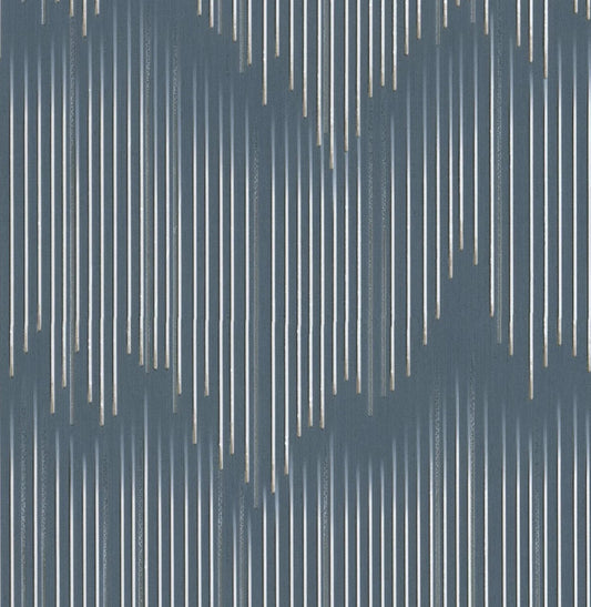 Odessa Striped - Blue, Cream & Silver Wallpaper