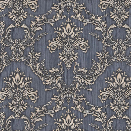 Orient Ethnic - Navy & Silver Wallpaper