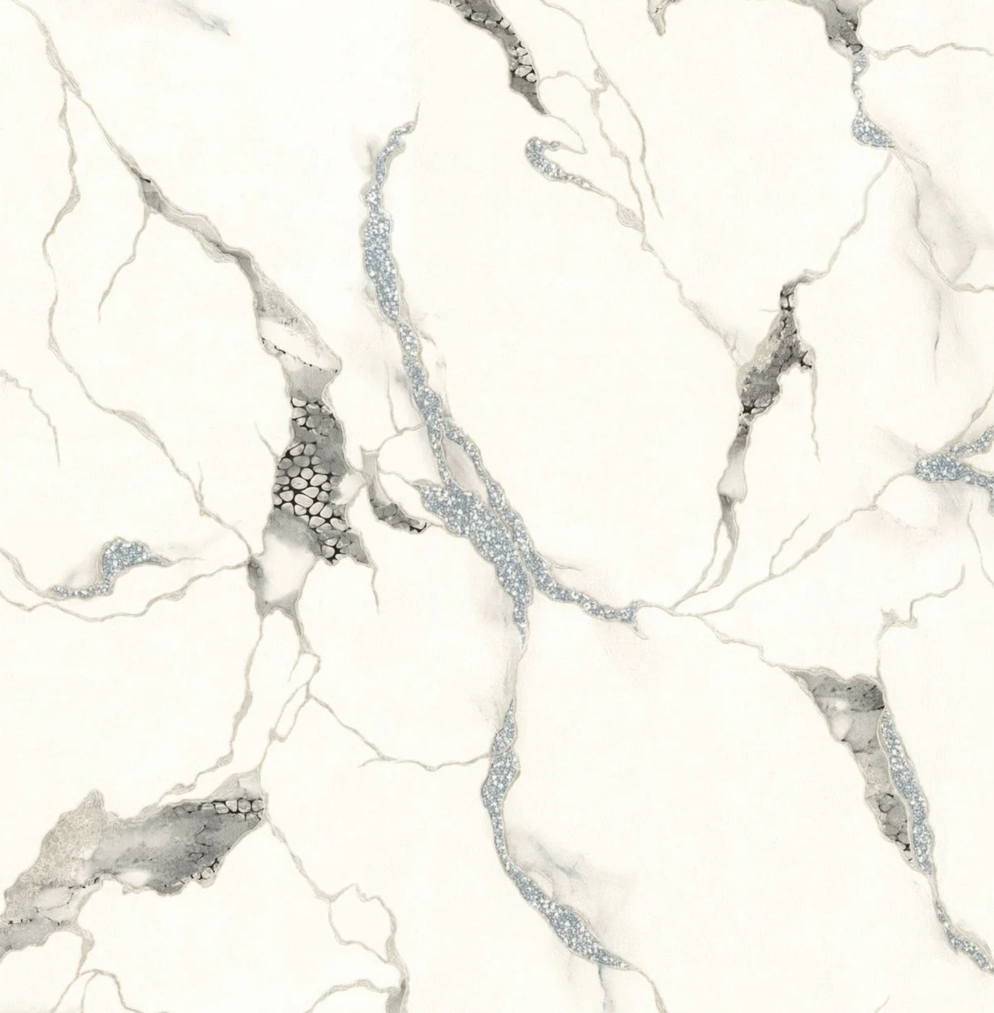 Odessa Marble - Cream, Gray & Blue Wallpaper