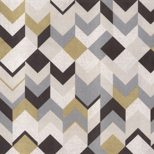 Maki Geometric - Gold, Gray, Cream & Silver Wallpaper