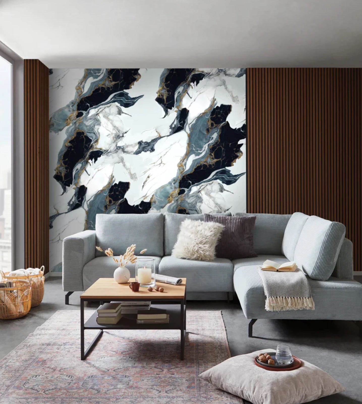 Navy & Gold Elegance PVC Wall Panel